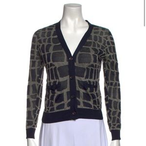 Phillip slim silk cardigan size XS dark blue and green